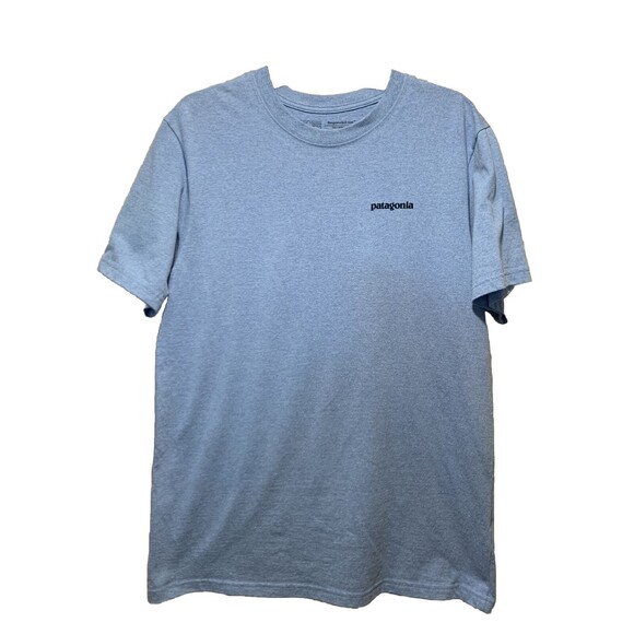 Patagonia Men's P-6 Logo Responsibili-Tee Size Medium Lago Blue Regular Fit - Picture 1 of 6